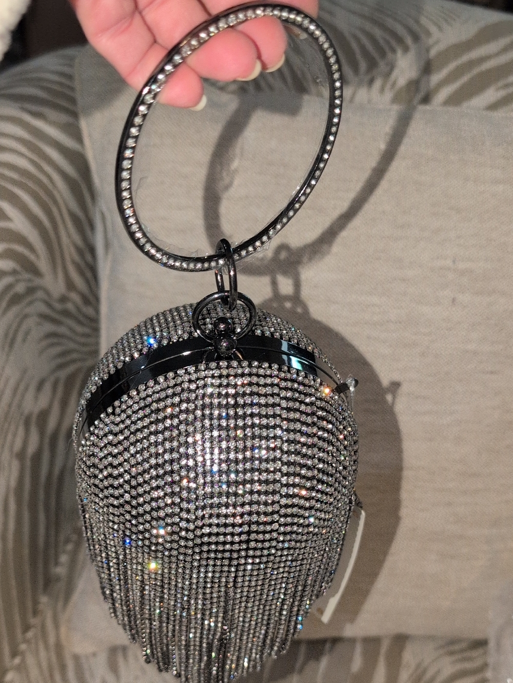 Rhinestone Fringe Wristlet Clutch - Silver Sparkle Or Crossbody - NWT